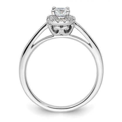 14k White Gold Round Halo Simulated Diamond Engagement Ring