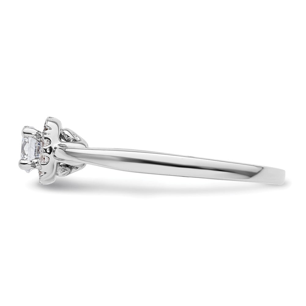 14k White Gold Round Halo Simulated Diamond Engagement Ring