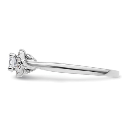 14k White Gold Round Halo Simulated Diamond Engagement Ring