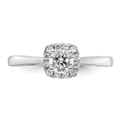 14k White Gold Round Halo Simulated Diamond Engagement Ring