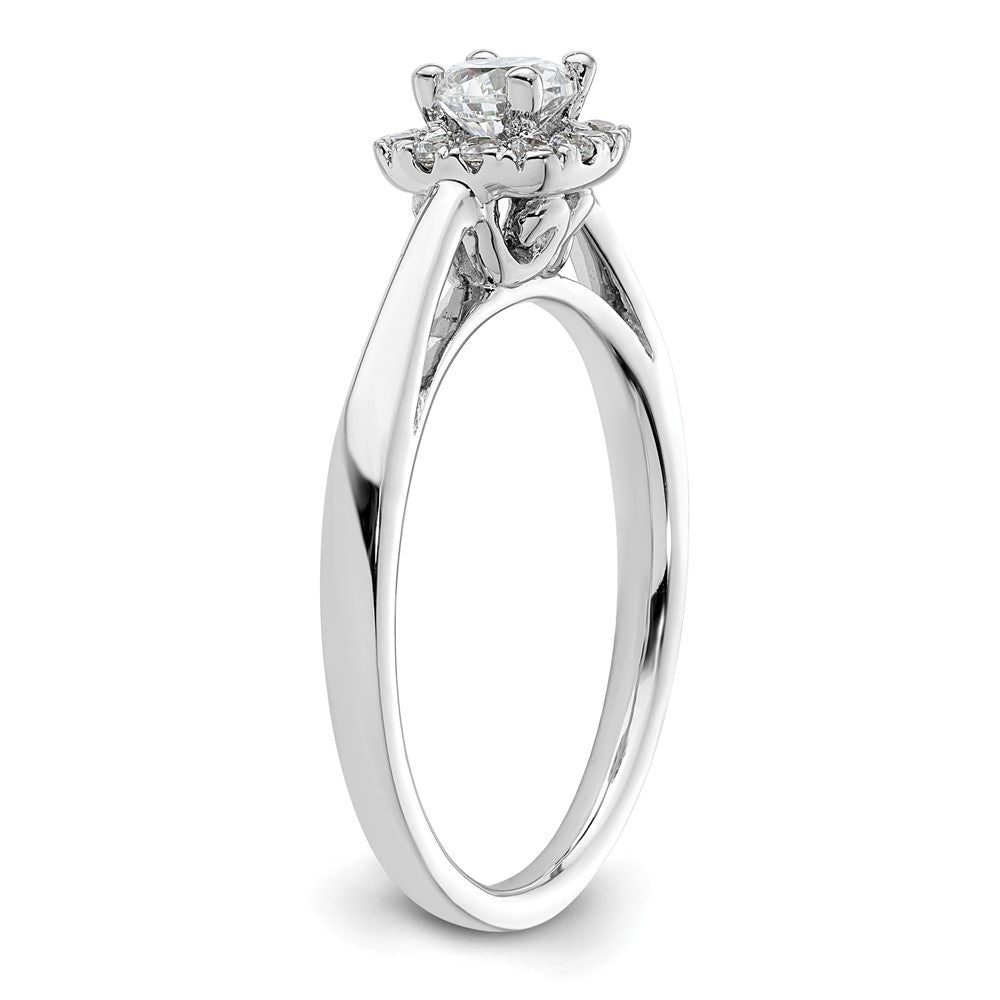 14k White Gold Round Halo Simulated Diamond Engagement Ring