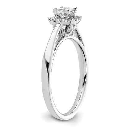 14k White Gold Round Halo Simulated Diamond Engagement Ring