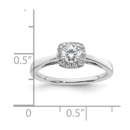 14k White Gold Round Halo Simulated Diamond Engagement Ring
