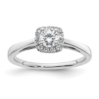 14k White Gold Round Halo Simulated Diamond Engagement Ring