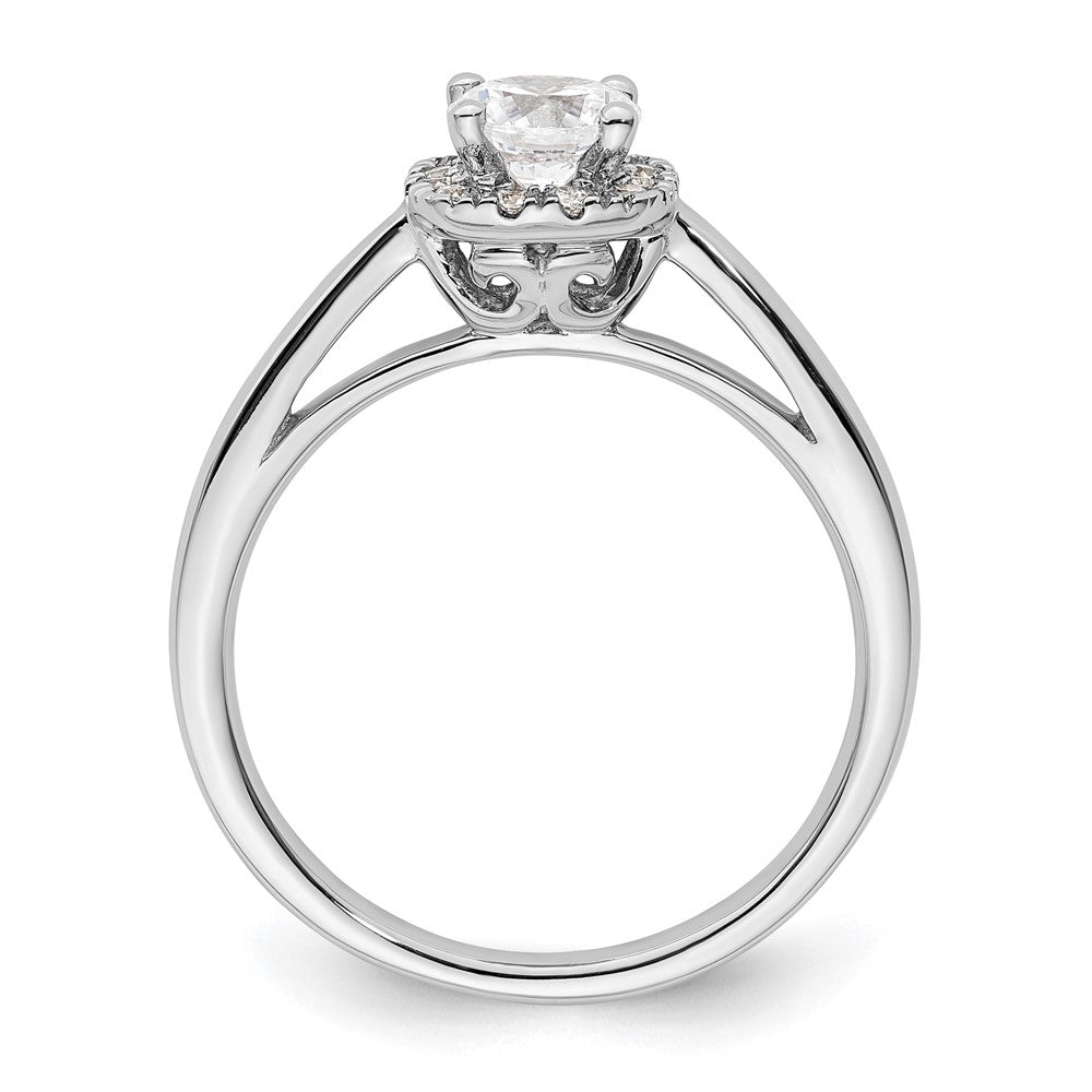 14k White Gold Round Halo Simulated Diamond Engagement Ring