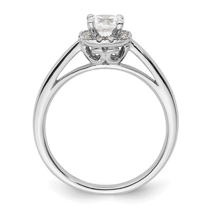 14k White Gold Round Halo Simulated Diamond Engagement Ring