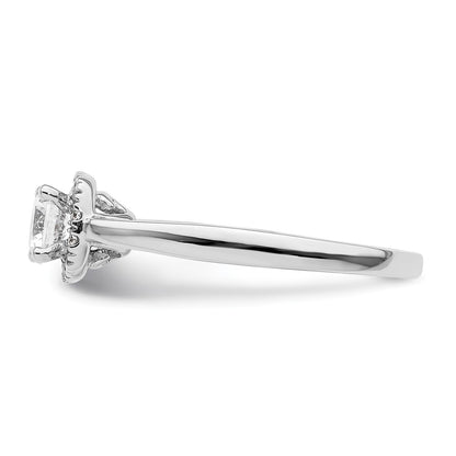 14k White Gold Round Halo Simulated Diamond Engagement Ring