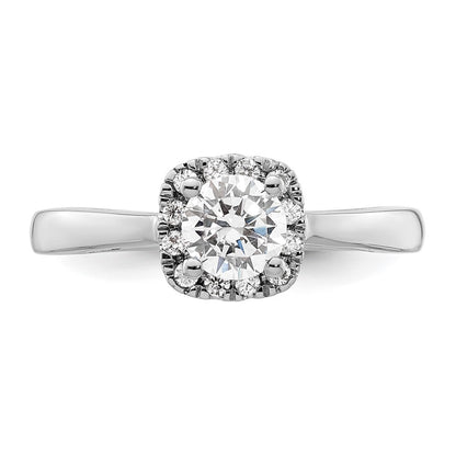 14k White Gold Round Halo Simulated Diamond Engagement Ring
