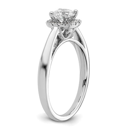 14k White Gold Round Halo Simulated Diamond Engagement Ring