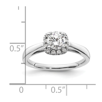14k White Gold Round Halo Simulated Diamond Engagement Ring