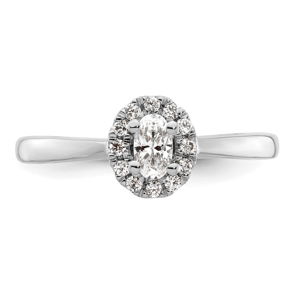 14k White Gold Oval Halo Simulated Diamond Engagement Ring