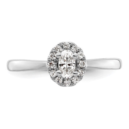 14k White Gold Oval Halo Simulated Diamond Engagement Ring
