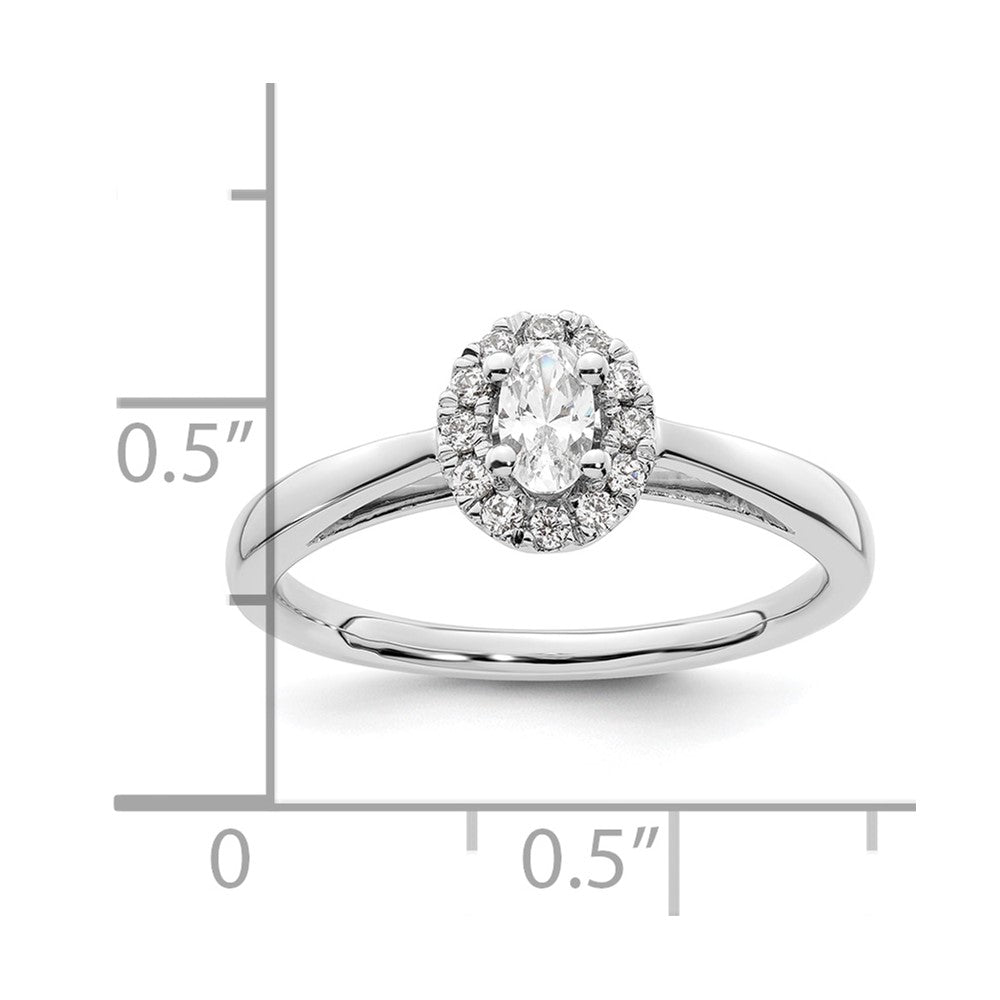 14k White Gold Oval Halo Simulated Diamond Engagement Ring