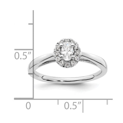 14k White Gold Oval Halo Simulated Diamond Engagement Ring
