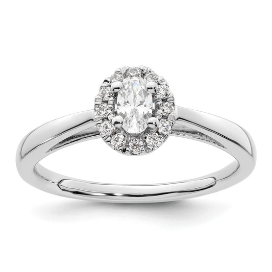 14k White Gold Oval Halo Simulated Diamond Engagement Ring