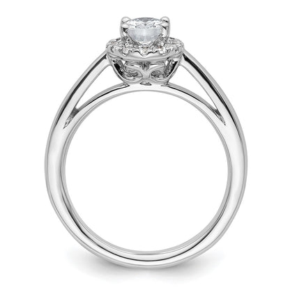 14k White Gold Oval Halo Simulated Diamond Engagement Ring
