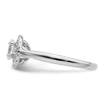 14k White Gold Oval Halo Simulated Diamond Engagement Ring
