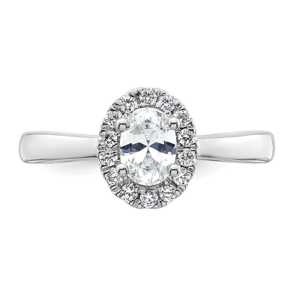 14k White Gold Oval Halo Simulated Diamond Engagement Ring