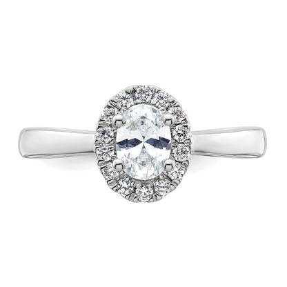 14k White Gold Oval Halo Simulated Diamond Engagement Ring