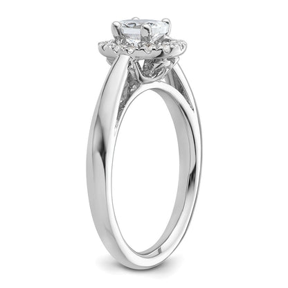 14k White Gold Oval Halo Simulated Diamond Engagement Ring
