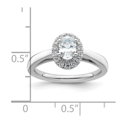 14k White Gold Oval Halo Simulated Diamond Engagement Ring