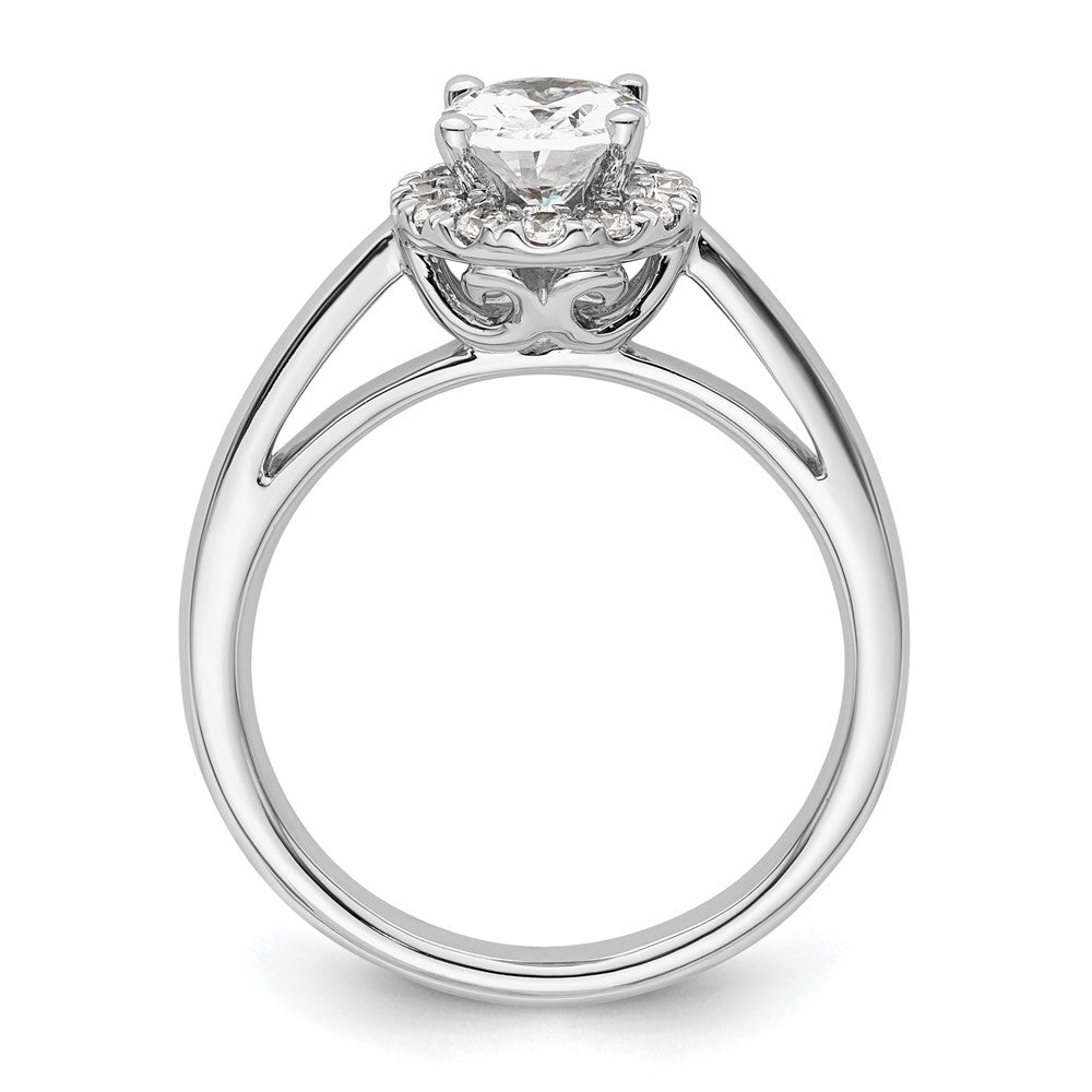 14k White Gold Oval Halo Simulated Diamond Engagement Ring