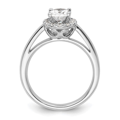 14k White Gold Oval Halo Simulated Diamond Engagement Ring