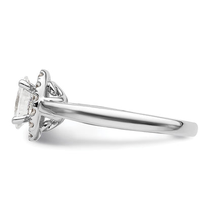 14k White Gold Oval Halo Simulated Diamond Engagement Ring