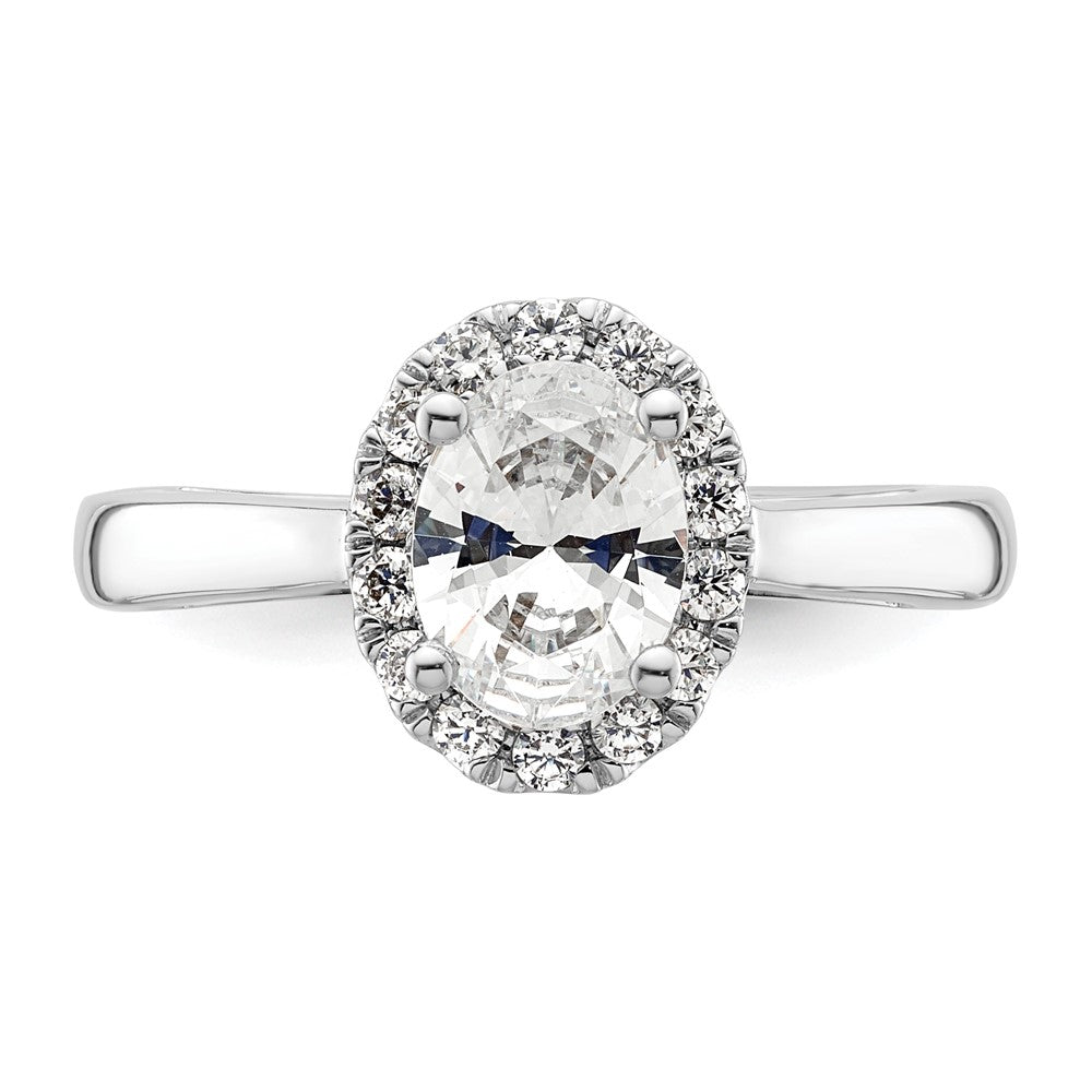 14k White Gold Oval Halo Simulated Diamond Engagement Ring
