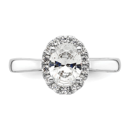 14k White Gold Oval Halo Simulated Diamond Engagement Ring