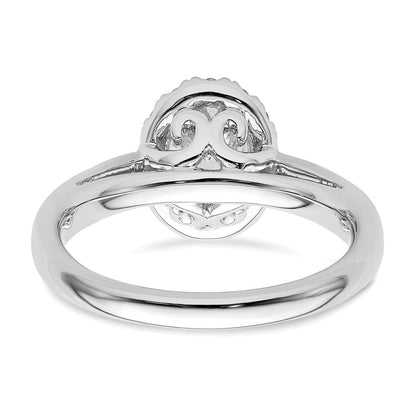 14k White Gold Oval Halo Simulated Diamond Engagement Ring
