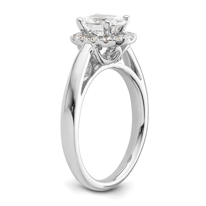 14k White Gold Oval Halo Simulated Diamond Engagement Ring
