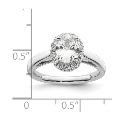 14k White Gold Oval Halo Simulated Diamond Engagement Ring