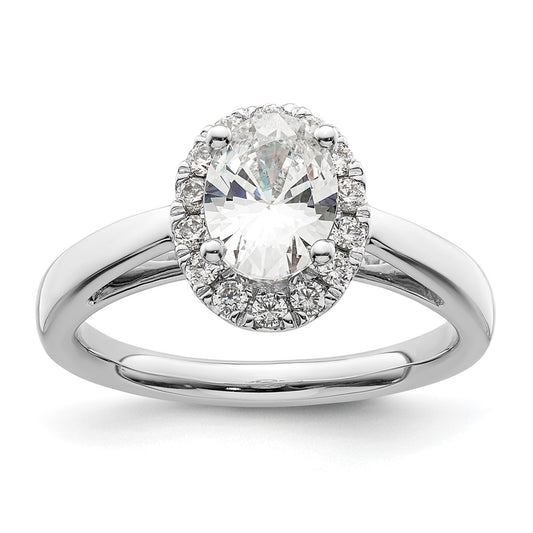 14k White Gold Oval Halo Simulated Diamond Engagement Ring