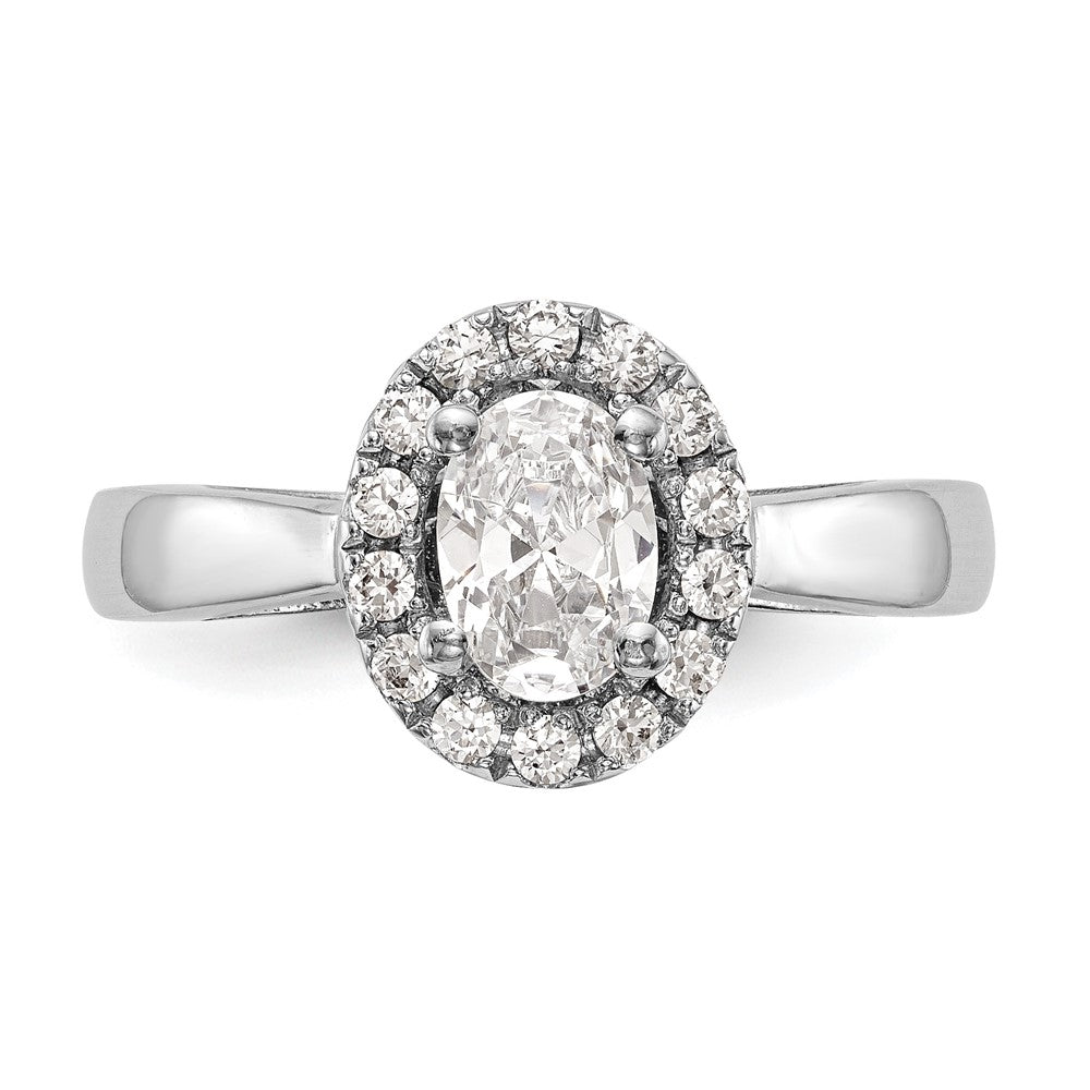 14k White Gold Oval Halo Simulated Diamond Engagement Ring