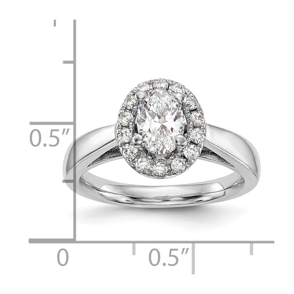 14k White Gold Oval Halo Simulated Diamond Engagement Ring