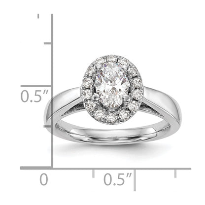 14k White Gold Oval Halo Simulated Diamond Engagement Ring