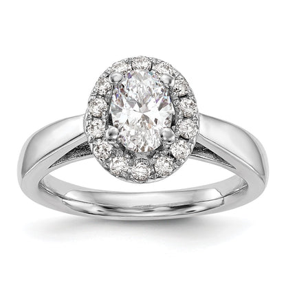 14k White Gold Oval Halo Simulated Diamond Engagement Ring