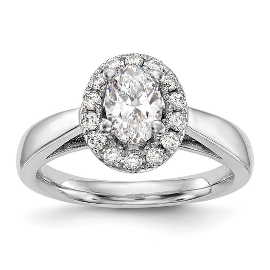 14k White Gold Oval Halo Simulated Diamond Engagement Ring