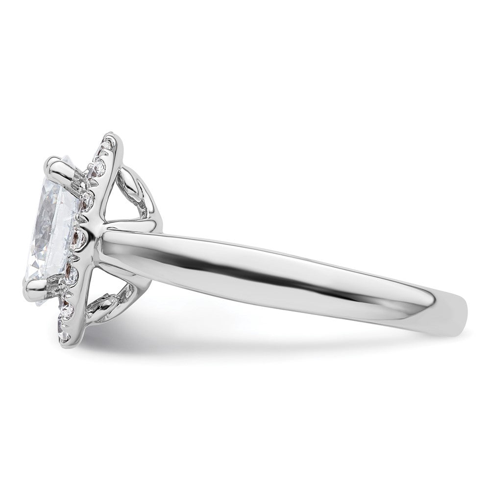 14k White Gold Oval Halo Simulated Diamond Engagement Ring