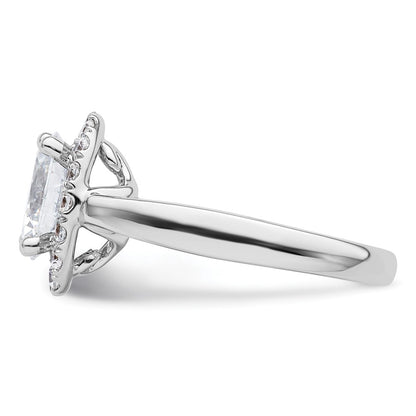 14k White Gold Oval Halo Simulated Diamond Engagement Ring