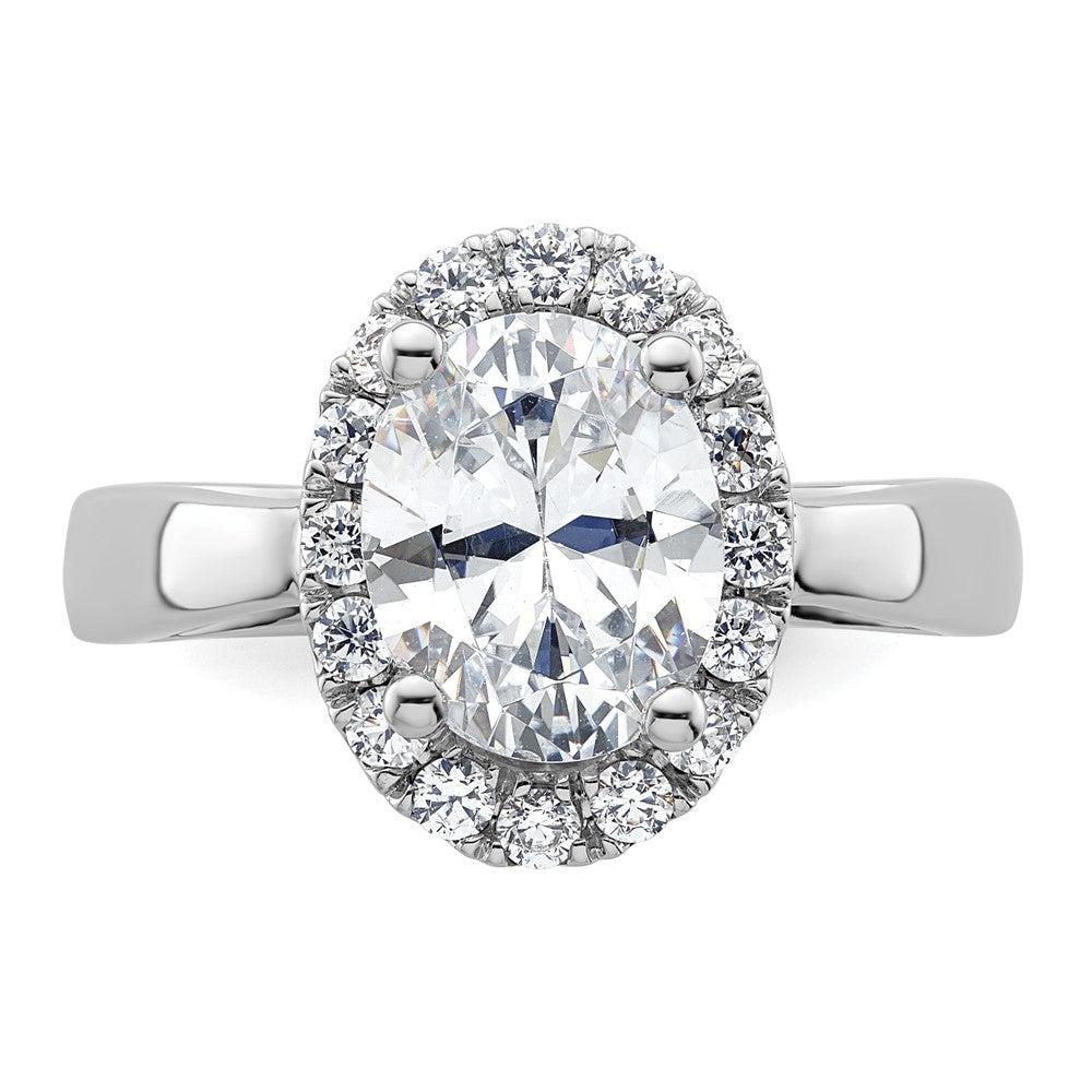 14k White Gold Oval Halo Simulated Diamond Engagement Ring