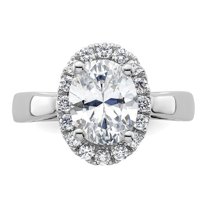 14k White Gold Oval Halo Simulated Diamond Engagement Ring