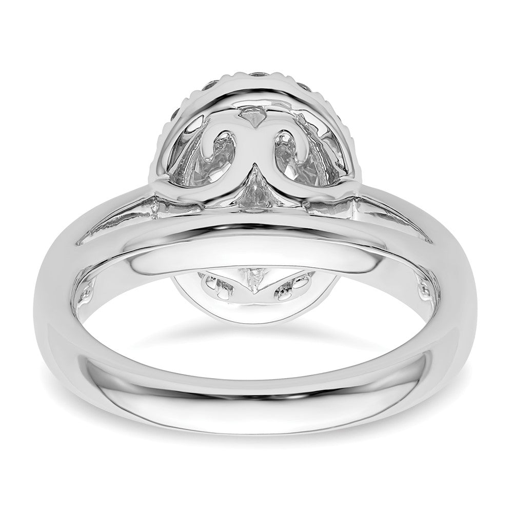 14k White Gold Oval Halo Simulated Diamond Engagement Ring