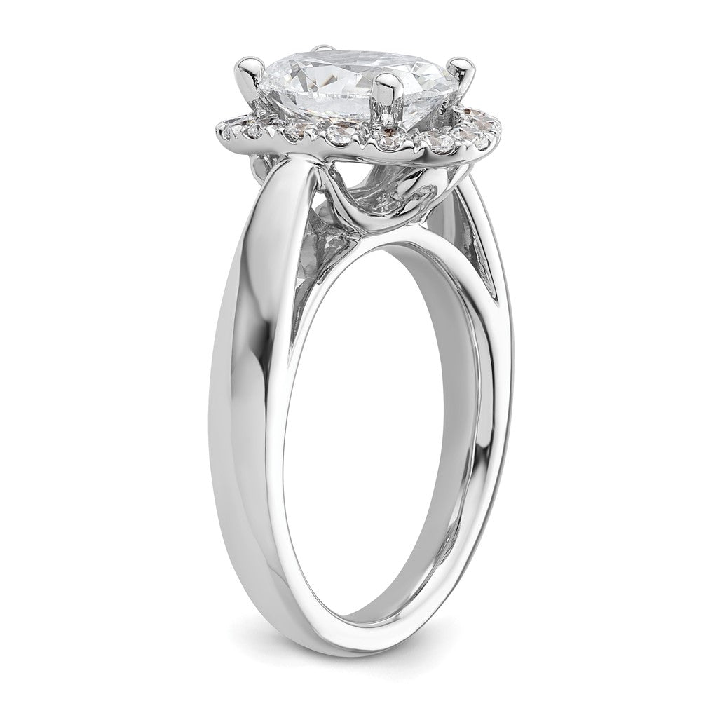 14k White Gold Oval Halo Simulated Diamond Engagement Ring