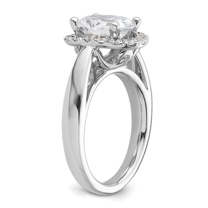 14k White Gold Oval Halo Simulated Diamond Engagement Ring