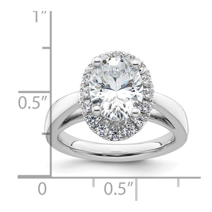 14k White Gold Oval Halo Simulated Diamond Engagement Ring