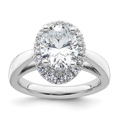 14k White Gold Oval Halo Simulated Diamond Engagement Ring