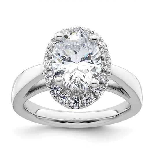 14k White Gold Oval Halo Simulated Diamond Engagement Ring
