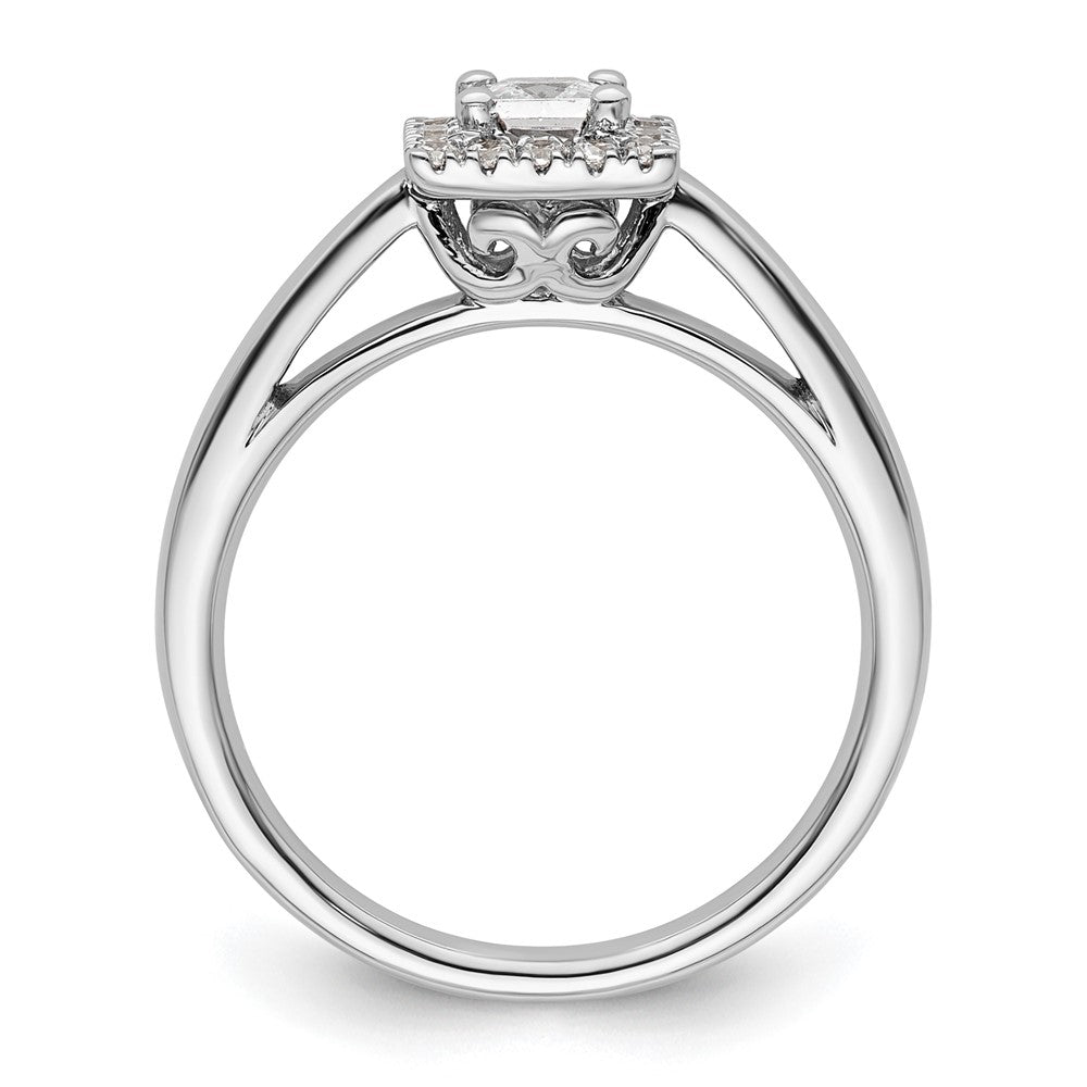 14k White Gold Princess Halo Simulated Diamond Engagement Ring